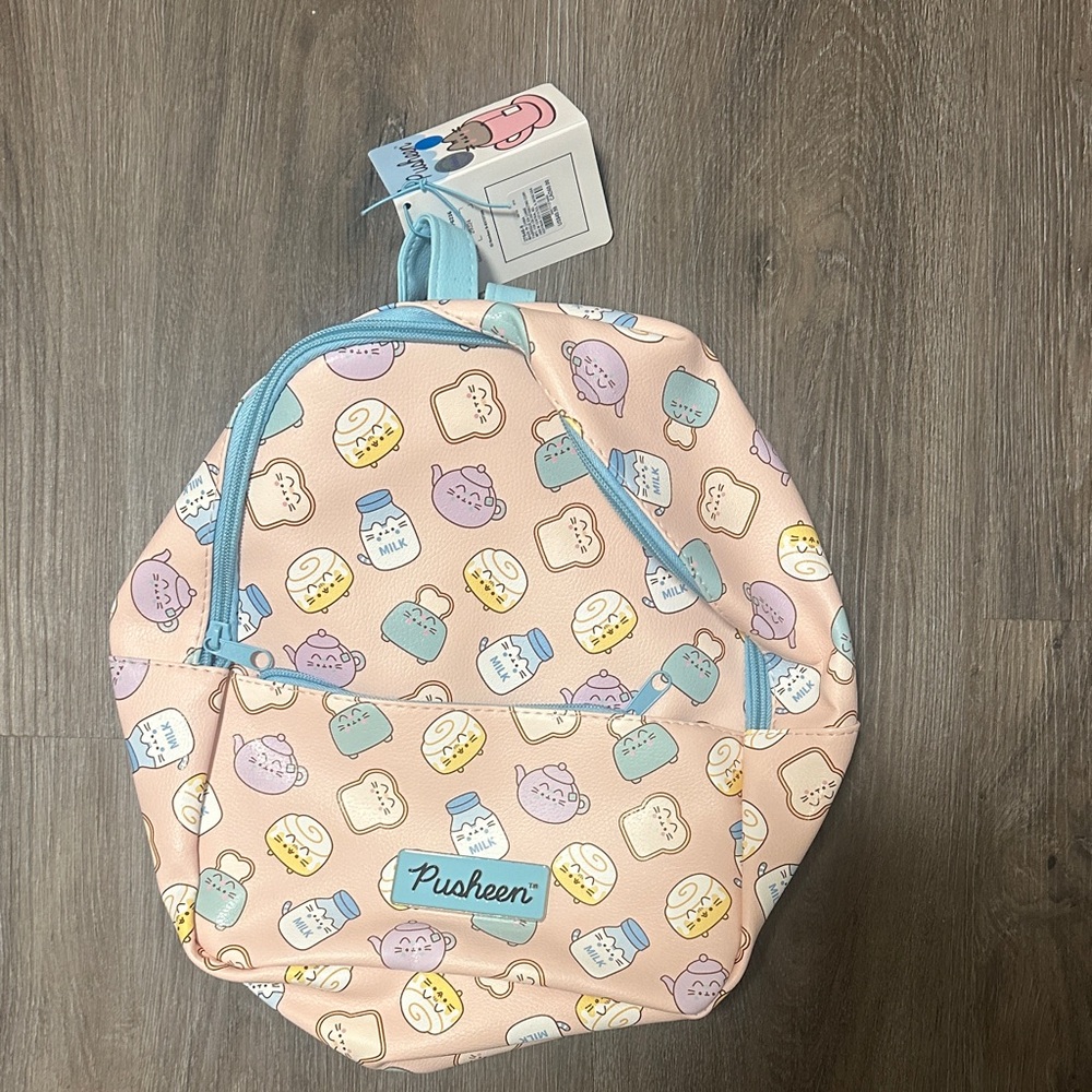 Pusheen Pink and Blue Bread Pattern Backpack